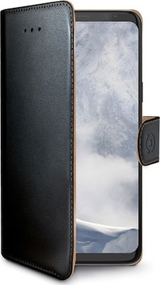 Celly Wally Synthetic Leather Book Black (Galaxy S9)