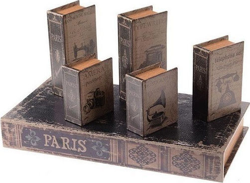 Inart Cutie Decorativă Piele ecologică Paris În formă de carte