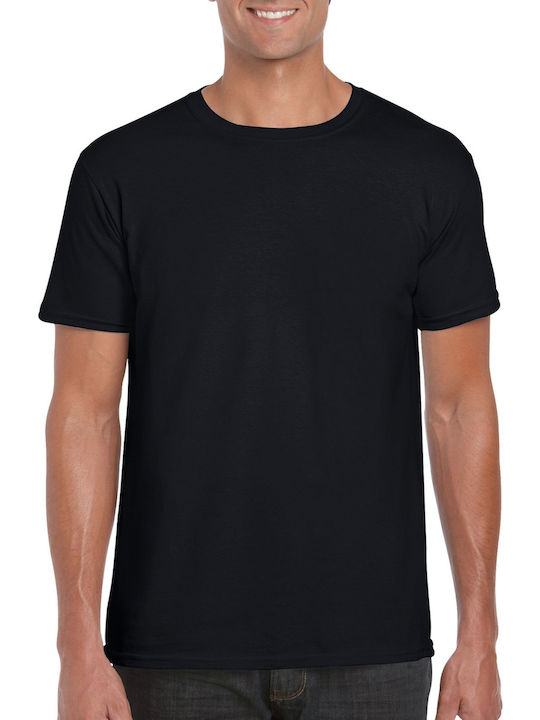 Gildan Softstyle 64000 Ανδρικό Διαφημιστικό T-shirt Κοντομάνικο σε Μαύρο Χρώμα