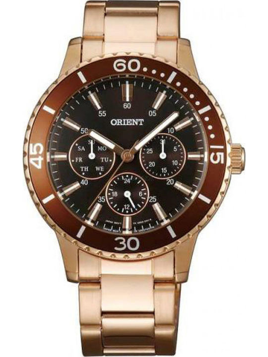 Orient Men's Watch 39mm Battery with Pink Gold Metal Bracelet