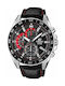 Casio Edifice Watch Chronograph Solar with Black Leather Strap