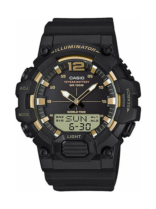 Casio Uhr Chronograph Batterie mit Schwarz Kautschukarmband