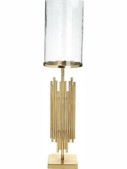 Inart Candle Holder Glass in Gold Color 18x18x72cm 1pcs