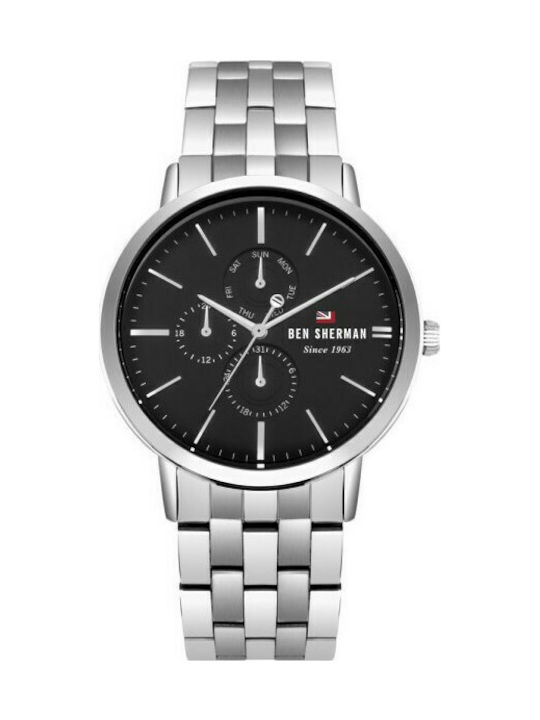 Ben Sherman Dylan Multifunction Watch Chronograph Battery with Silver Metal Bracelet