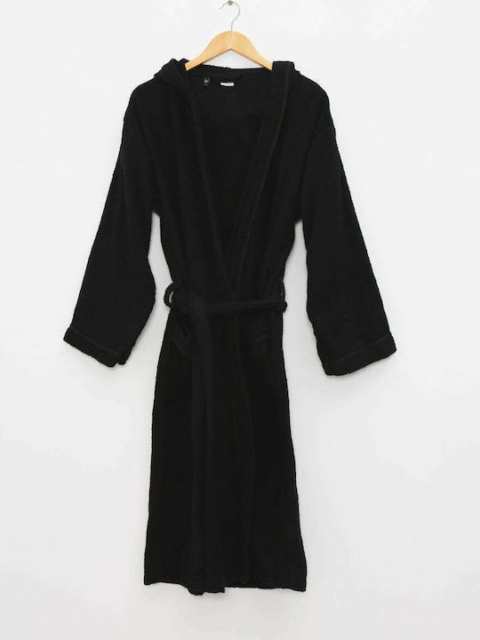 Pennie Oh Lala Black Men's Hooded Bathrobe Black 080361-02