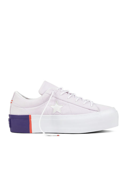 One Star Tri-Block Flatforms Sneakers Barely Grape / Rush Coral / White