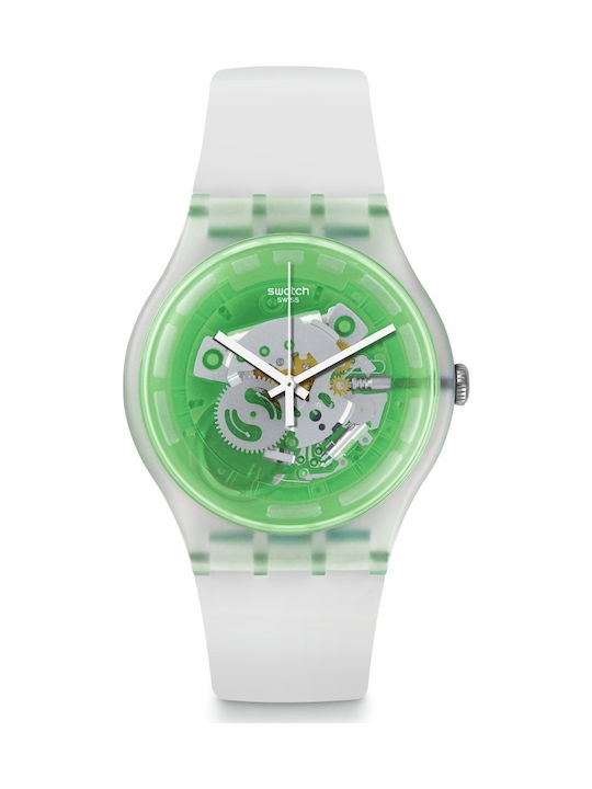 Swatch Greenmazing Uhr mit Weiß Kautschukarmband