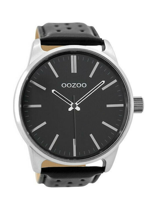 Oozoo Timepieces Watch Battery with Black Leather Strap