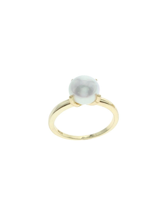 Silver 925 Ring with Gold-plated Pearl