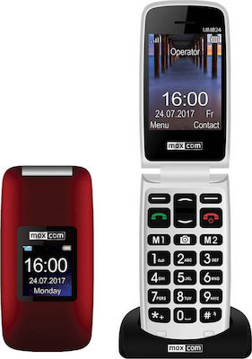 MaxCom MM824 Single SIM Mobil cu Butone Mari (Meniu grecesc) Roșu