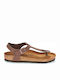 Kairo Birko-Flor Nubuck Flache Sandalen für Damen Braune Regelmäßige Passform
