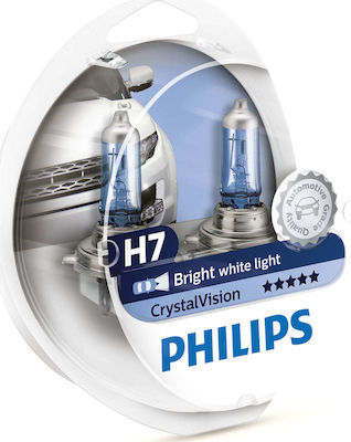 Philips Λάμπες Αυτοκινήτου CrystalVision H7 Αλογόνου 4300K 12V 55W 2τμχ