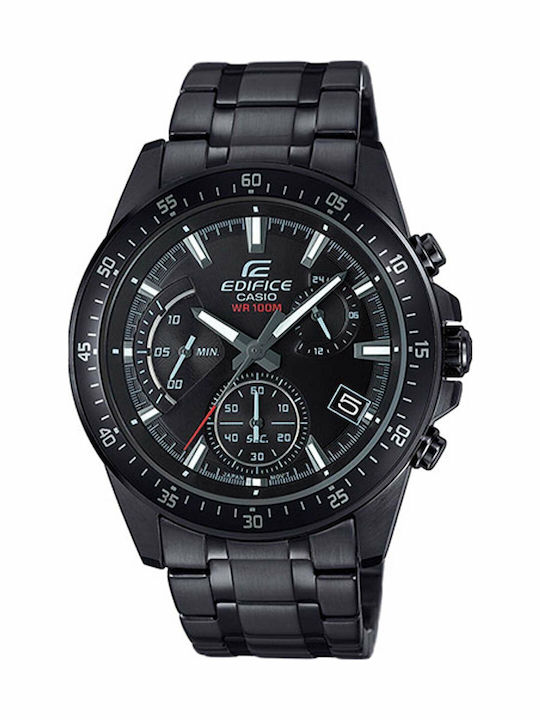 Casio Edifice Ανδρικό Ρολόι 43.8mm Χρονογράφος Μπαταρίας με Μαύρο Μεταλλικό Μπρασελέ