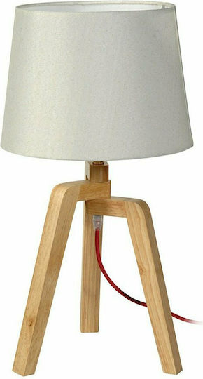 ARlight CL 6319 Ξύλινο Πορτατίφ για Ντουί E27 με Λευκό Καπέλο και Μπεζ Βάση