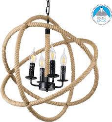 GloboStar Vitruvian Πολυέλαιος Ø53cm με Σχοινί Μπεζ