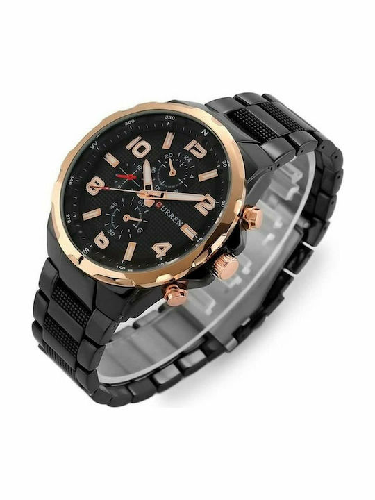 Curren Men's Watch 48mm Battery with Black Metal Bracelet
