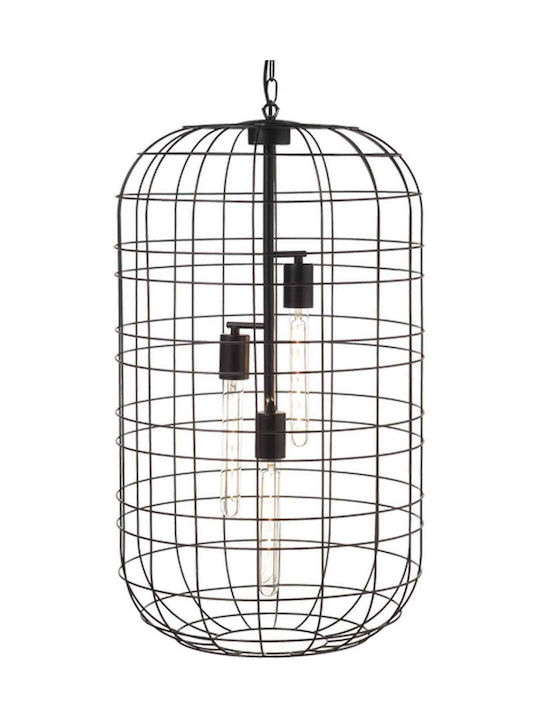 Aca Pendant Light Three-Light Grid for Socket E27 Black