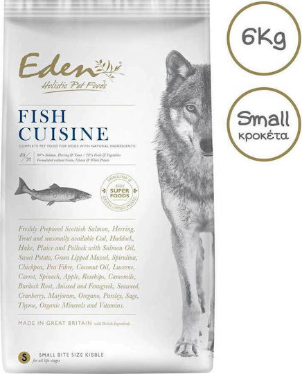 Eden 80/20 Fish Cuisine Dog Food Kleine Krokette 6kg Trockenfutter für Hunde kleiner Rassen mit Fisch