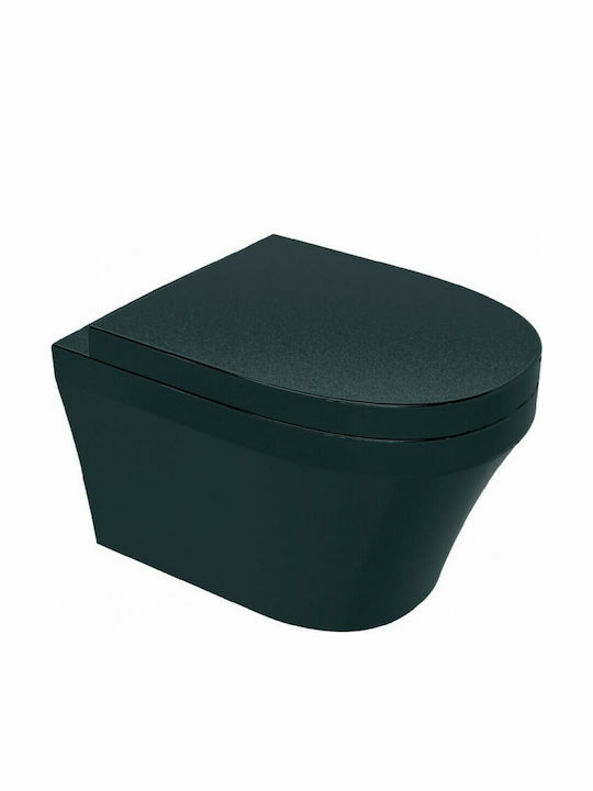 Domistyle Teos Black 78303 Λεκάνη Κρεμαστή με Κάλυμμα Soft Close Μαύρη
