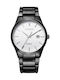 Curren Black / White Men's Watch 40mm Battery with Black Metal Bracelet