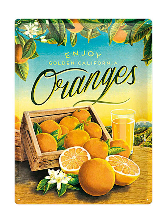 Nostalgic Art 3D Wanddekoration Schild Oranges Handgefertigt aus Metall 30x1x40cm