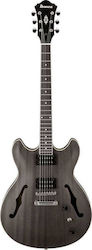 Ibanez AS53 Ηλεκτρική Κιθάρα 6 Χορδών με Ταστιέρα Walnut και Σχήμα Semiacoustic Transparent Black Flat