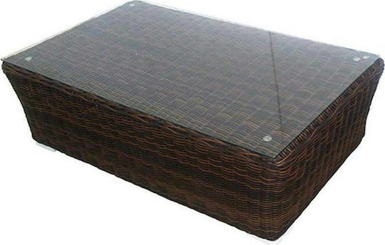 Masa Masa de lounge pentru spații exterioare Rattan cu suprafață din sticlă Carla Maro 110x66x30buc
