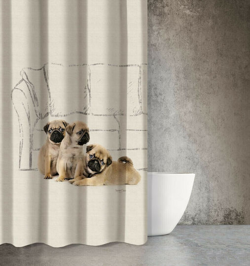 Saint Clair Animals Des 206 Κουρτίνα Μπάνιου Υφασμάτινη 180x200 cm Μπεζ