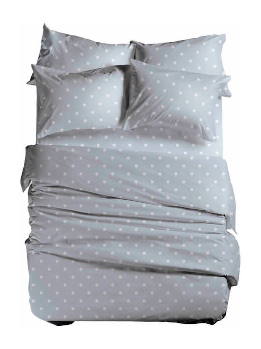 Nef-Nef Homeware Sheet for Single Bed 170x270cm. Basic Dots 021146 Sky