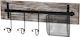 Espiel Wall Hanger Wooden 3 Hooks Brown 60x8.5x20cm