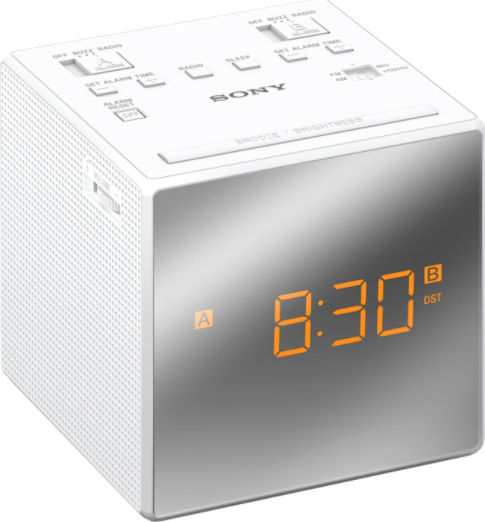 Sony Масов Дигитален Часовник LED с Будилник и Радио Бял ICF-C1TW