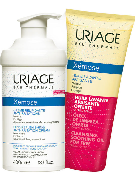 Uriage Xemose Replenishing Anti-Irritation Cream & Cleans Hautpflegeset für Feuchtigkeitsspendend 2Stück