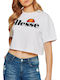 Ellesse Дамско Спортно Crop Top Къс Ръкав Оптично бяло