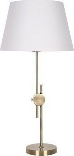 Aca Mallorca Metal Table Lamp for Socket E27 with White Shade and Gold Base
