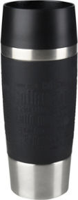 Tefal Travel Mug Glass Thermos Stainless Steel Black 360ml with Mouthpiece K30811