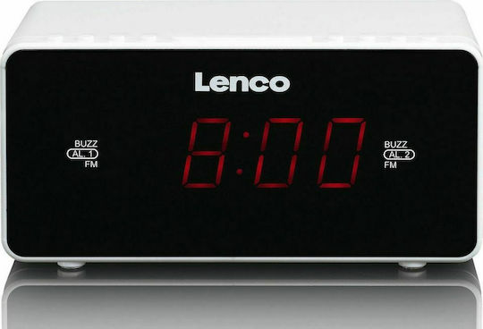 Lenco CR510W Ceas Digital de Masă cu Alarmă & Radio Alb CR-510