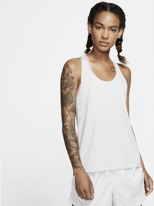 Nike Dri-Fit Αμάνικη Γυναικεία Αθλητική Μπλούζα Λευκή