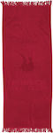 Greenwich Polo Club 2809 Beach Towel Cotton Red with Fringes 170x70cm.