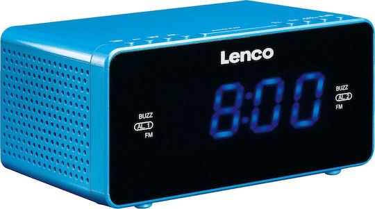 Lenco CR520B Tischuhr Digital LED mit Wecker & Tischradio Blau CR-520