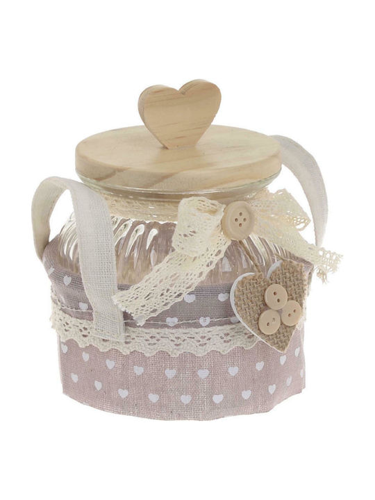Inart Vase General Use with Lid Glass Pink 12x12x17cm