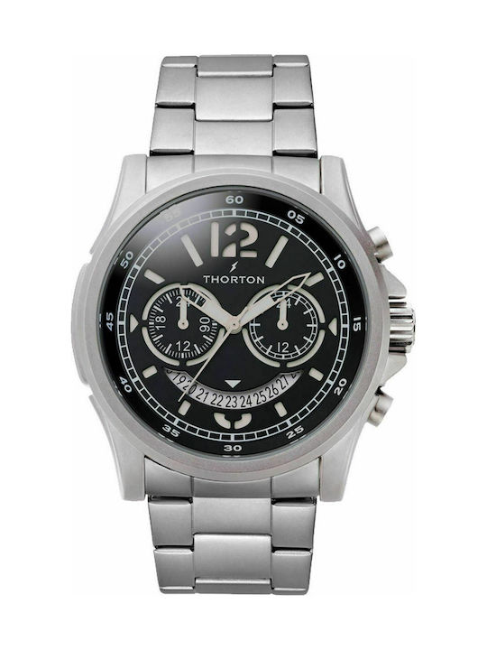 Thorton Ivar Dual Time Watch Chronograph Battery with Silver Metal Bracelet
