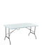 Outdoor Dinner Foldable Table with Plastic Surface and Metal Frame White 152x75.5x72cm