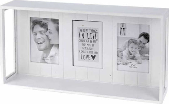 JK Home Decoration Multi Montat Pe Perete Din Lemn 3 Locuri Cu Ramă Albă