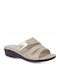 Parex Leather Women's Flat Sandals Anatomic in Beige Color