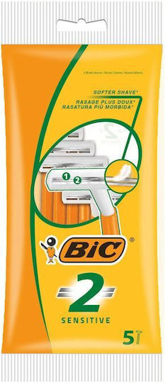 BIC 2 Sensitive Ξυραφάκια μιας Χρήσης με 2 Λεπίδες για Ευαίσθητες Επιδερμίδες 5τμχ