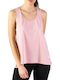 Glory Loose Tank Top 37-28016 Pink Women's Cotton Sleeveless Top with V-Neckline Pink
