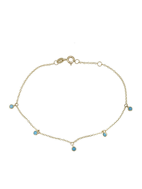 14K Gold bracelet with turquoise stones 028937 028937 14 Carat Gold