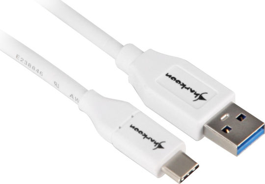 Sharkoon USB 3.1 Cable USB-C Male - USB-A White 0.5m
