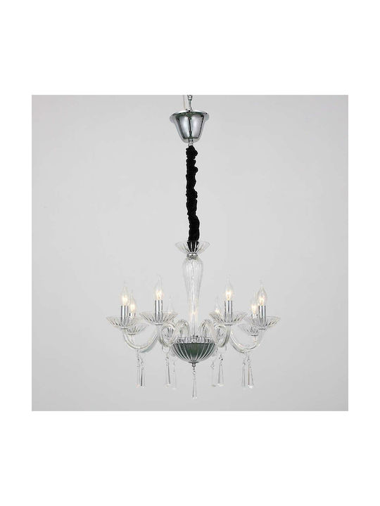 Aca Chandelier Candlestick 8xE14 Transparent 60cm BLK80288PCC