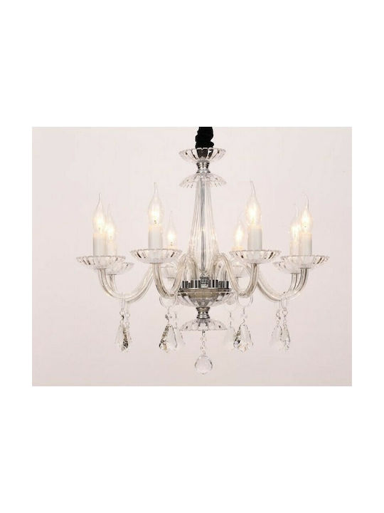 Aca Chandelier Candlestick 8xE14 Transparent 59cm BLK80388PCC